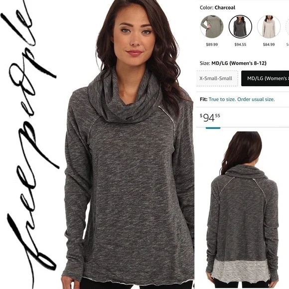 Free People Cocoon Cowl Pullover charcoal gray - Picture 2 of 2
